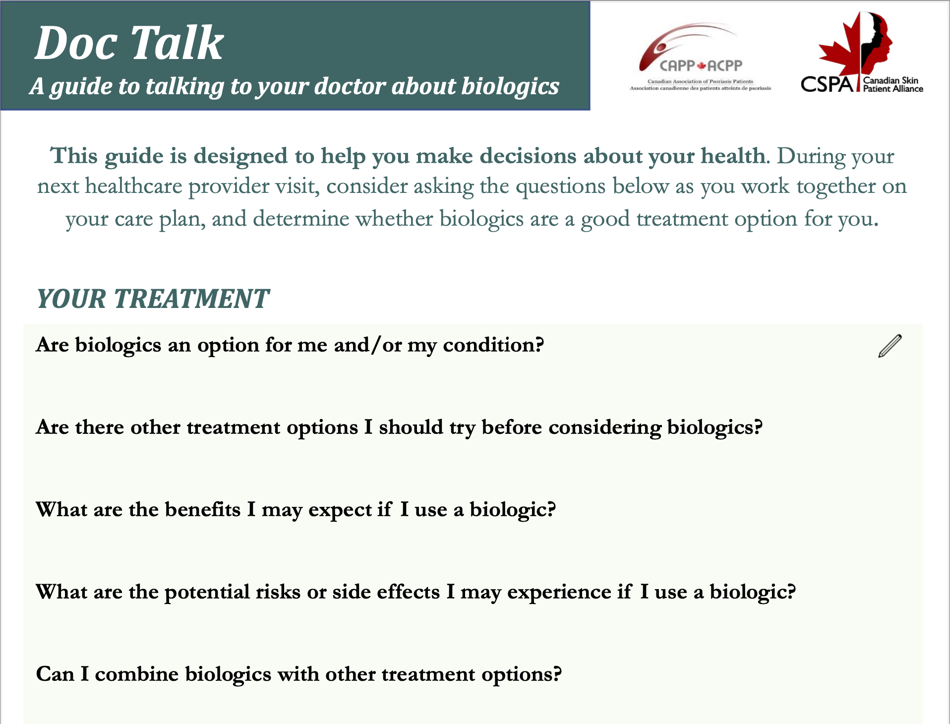 Doc Talk Biologics questions